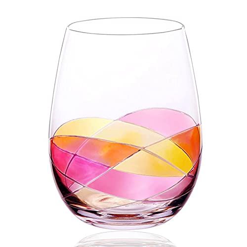 Hand Painted Stemless Wine Glass 