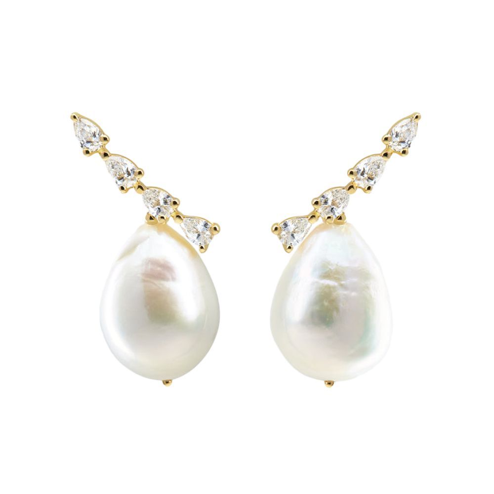 Arwen Diamond Pearl Earrings