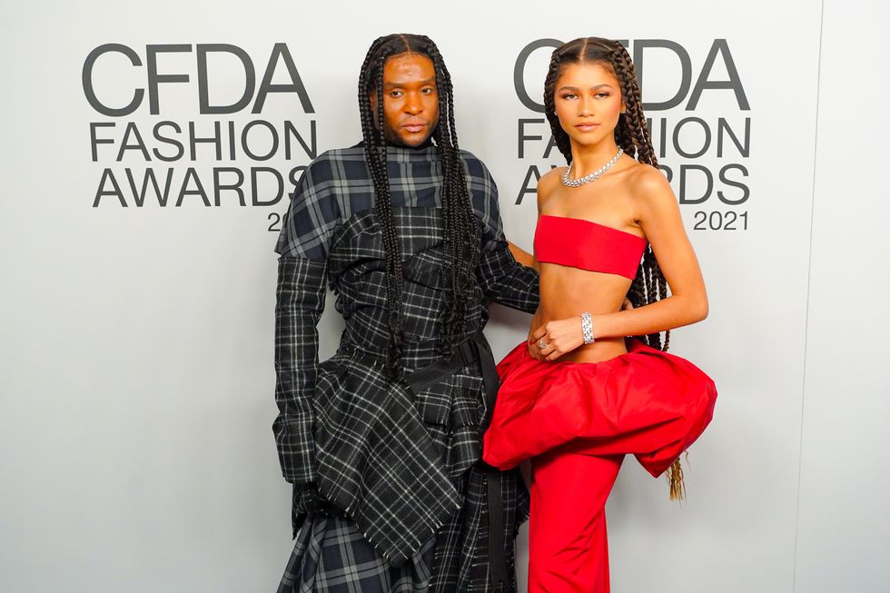 new york, new york november 10 law roach and zendaya attend the 2021 cfda fashion awards at the grill the pool restaurants on november 10, 2021 in new york city photo by sean zannipatrick mcmullan via getty images