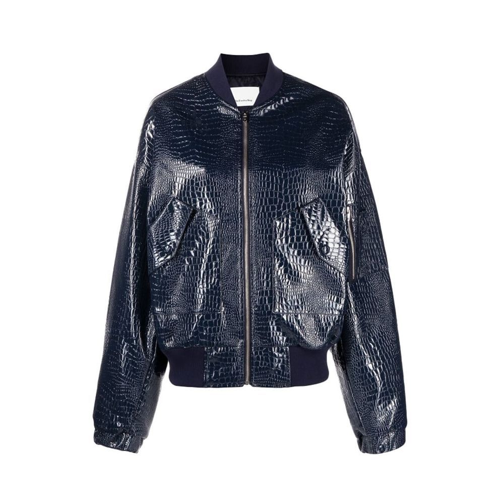 Hane croc-effect faux-leather bomber jacket