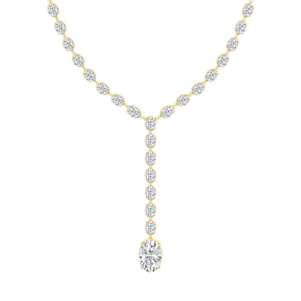 Oval Lab Grown Diamond Lariat Tennis Necklace