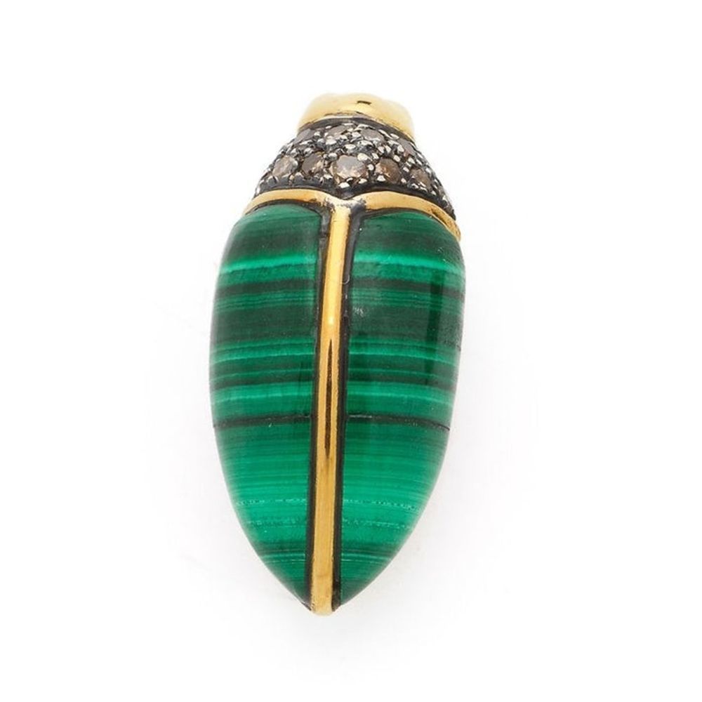 Mini Scarab Malachite Stud