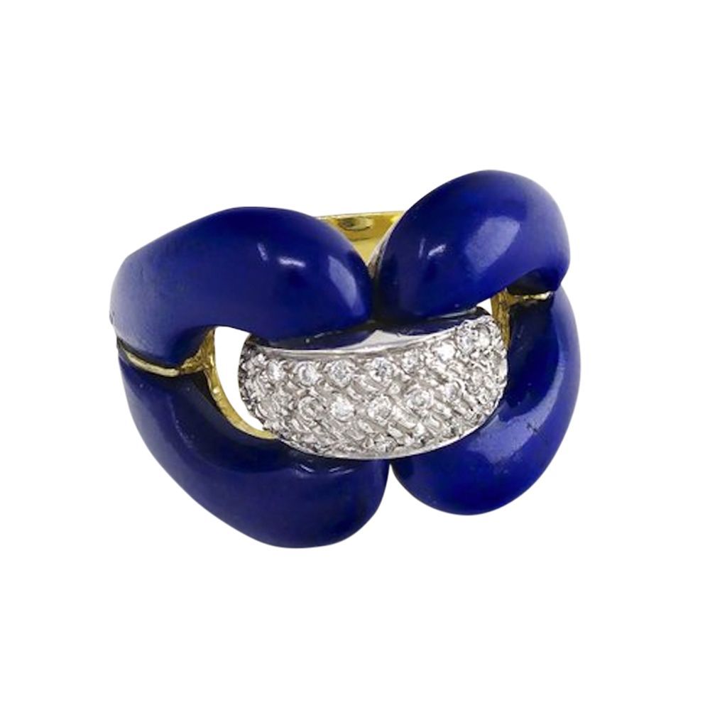 Nautical Lapis Ring With Diamonds