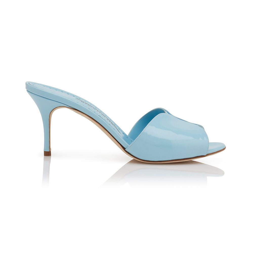 Houramu Light Blue Patent Leather Mules