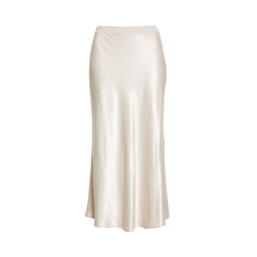 Berlin Satin Midi Skirt in Ivory 