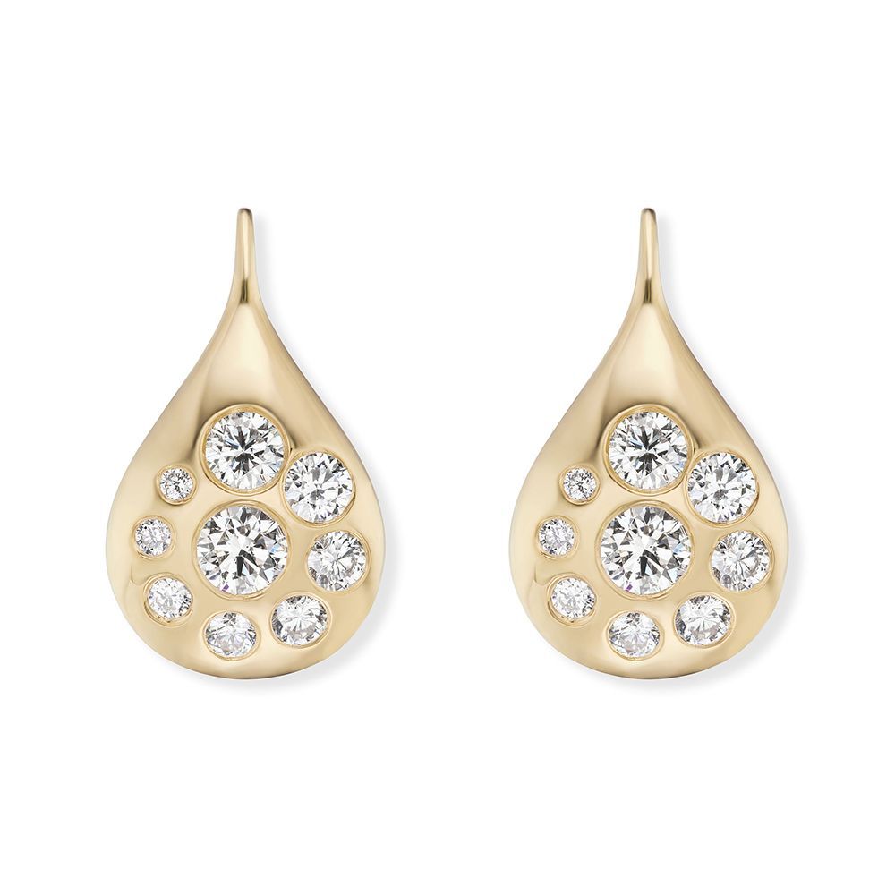 Petal Drop Earrings with Diamonds