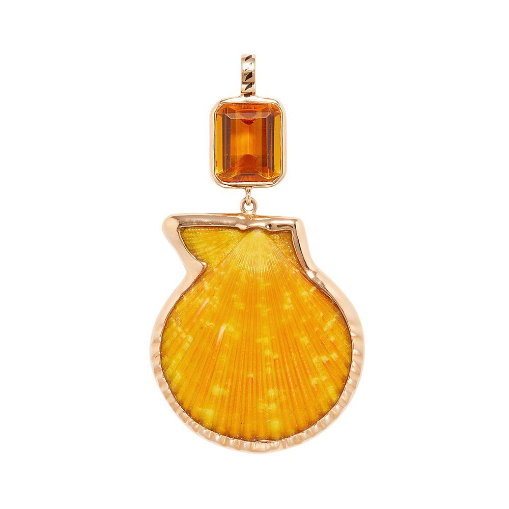 Citrine, Shell & 18kt Rose-Gold Charm