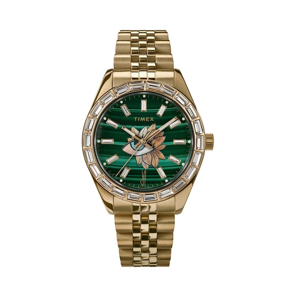 Legacy Malachite Flower Bracelet Watch, 36mm